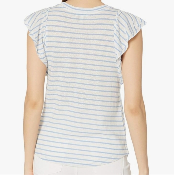💚5/$25 Ella Moss Blue & White Gemma Striped Tee V-Neck Top Size XL - Picture 2 of 6
